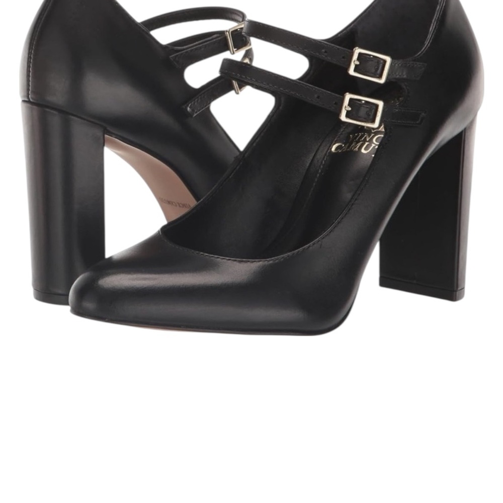Vince Camuto Black Double-Strap Mary Jane Pumps - Picture 2 of 16